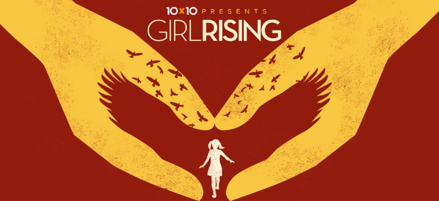 Drawing of two hands coming together holding a young girl's silhouette.